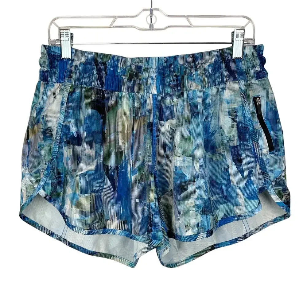 Lululemon Tracker Shorts V *4" Sun Dazed Multi Blue Running Active Women's 12
